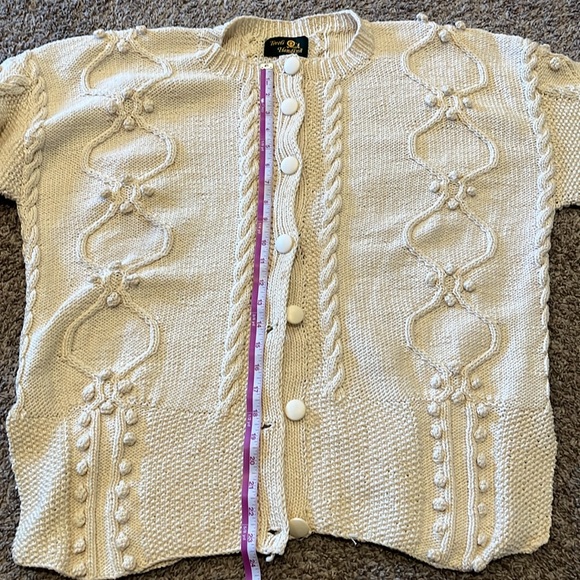 Tivoli Hand knit Chunky Cardigan, 100% cotton  Christmas Sweater Cream Size M/L - Picture 7 of 7